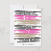 Aquarell Rosa Gold Farbe Meine Welt Valentine (Vorderseite)