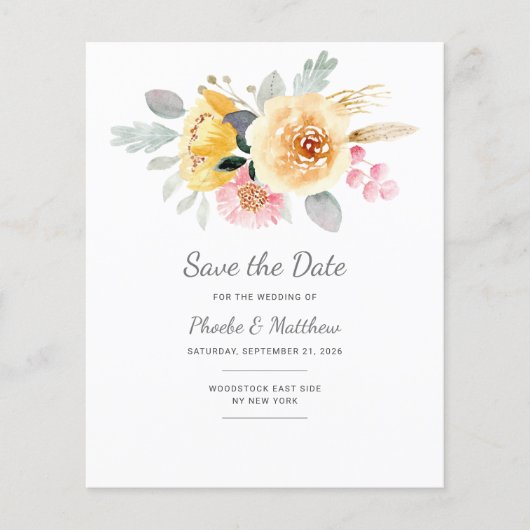 Aquarell Rosa Gold Floral Moderne Botanische Küche (Vorderseite)