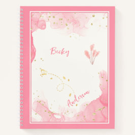 Aquarell Rosa, goldene Funken und Du Notizblock