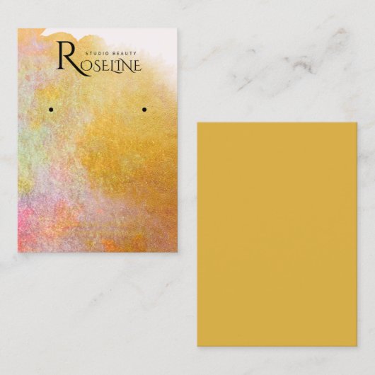 Aquarell Rosa goldene Pinsel Ofenanzeige Visitenkarte (Vorne/Hinten)