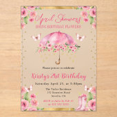 Aquarell Rosa Goldener Frühlingsschirm 21. Geburts Acryleinladungen (Vorderseite)