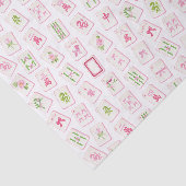 Aquarell Rosa & Grün Bogen Mahjong Seidenpapier (Ausschnitt)