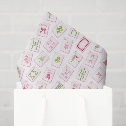 Aquarell Rosa & Grün Bogen Mahjong Seidenpapier (Geschenktüte)