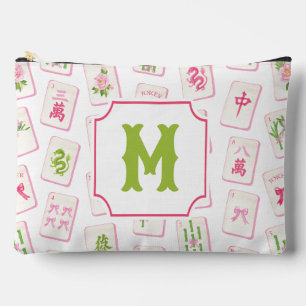 Aquarell Rosa & Grün Schleife Mahjong Kacheln Mono Zubehörtasche