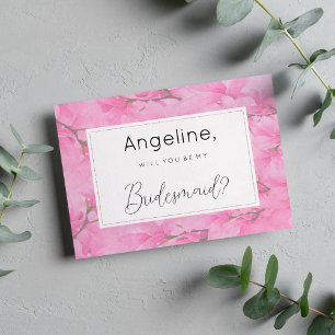 Aquarell rosa grüne Orchideen Blumen Brautjungfer Einladung