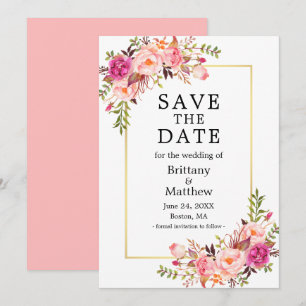 Aquarell Rosa Hauch Rosen Gold Save The Date