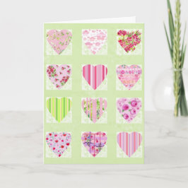 Aquarell-rosa Herzen CollageValentines Tageskarte Feiertagskarte