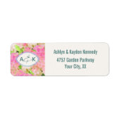 Aquarell-Rosa-Hortensien-Monogramm-Rücksendeadress (Vorne)