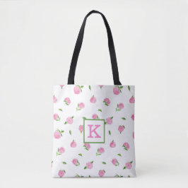 Aquarell-Rosa-Hortensien-Monogramm Tasche