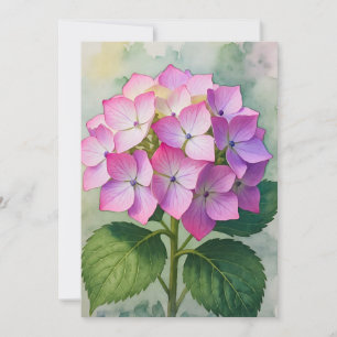 Aquarell-Rosa-Hortensienblüten Karte