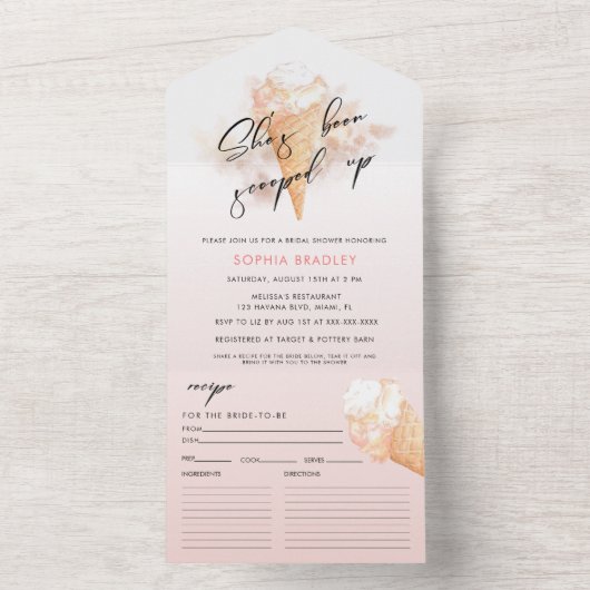 Aquarell Rosa Ice Brautparty Einladung (Innen Boden)