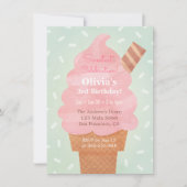 Aquarell Rosa Ice Creme Kindergeburtstag Party Einladung (Vorderseite)