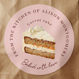 Aquarell Rosa Karottenkuchen Stück Hausbacken Runder Aufkleber