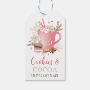 Aquarell-Rosa-Kekse und Cocoa Girl Baby Shower Geschenkanhänger