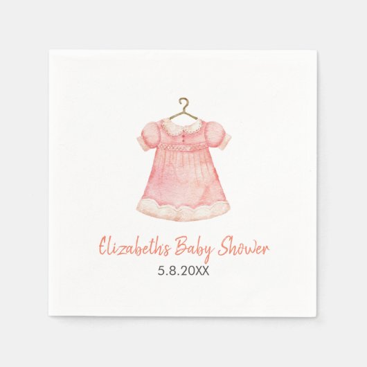 Aquarell Rosa Kleid Babydusche Papier Napkin Serviette (Vorderseite)