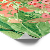 Aquarell Rosa Korallen Blumenwiese Poster (Ecke)