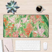 Aquarell Rosa Korallen Blumenwiese Schreibtischunterlage