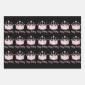 Aquarell Rosa Krone Glücklich Geburtstag Geschenkpapier Set (Vorderseite 2)