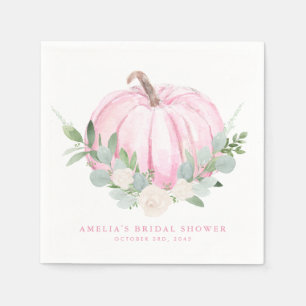 Aquarell-Rosa-Kürbis-Herbst-Brautparty Serviette