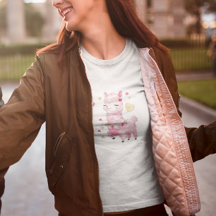 Aquarell Rosa Lama T-Shirt