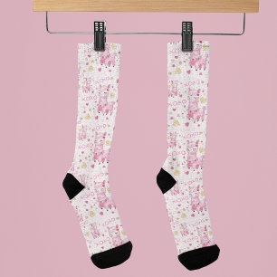 Aquarell-Rosa Lama XOXO Socken