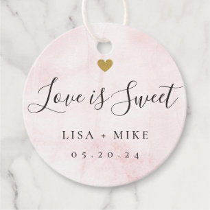 Aquarell Rosa Liebe ist süß Hochzeit Geschenkanhänger