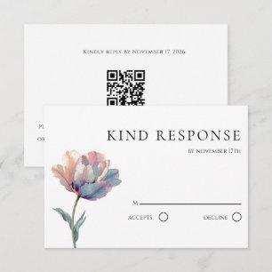 Aquarell-Rosa-Lila-Tulpen-QR-Code-Hochzeit RSVP Karte