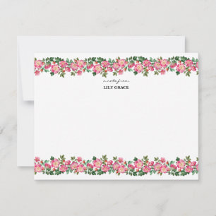 Aquarell-Rosa-Lilie-Blumen-Wildblumen-Dankeschön Mitteilungskarte