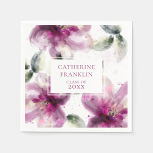 Aquarell-Rosa-Lilien-Blumen-Abschlussfeier Serviette