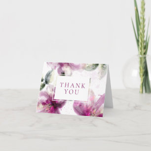 Aquarell-Rosa-Lilien-Blumen-Dankeschön Karte