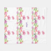 Aquarell Rosa Lotus Blumengarten Fleecedecke (Vorderseite (Horizontal))