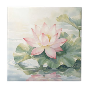 Aquarell Rosa Lotus Serenität Fliese