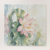 Aquarell Rosa Lotus Serenität Puzzle (Horizontal)