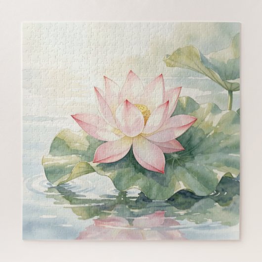 Aquarell Rosa Lotus Serenität Puzzle (Vertikal)