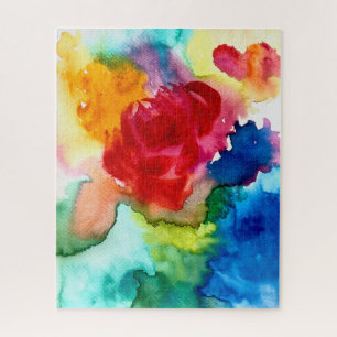 Aquarell rosa Mohn Kunst Blumenpuzzle Puzzle