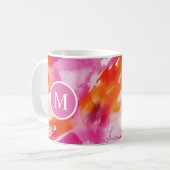 Aquarell Rosa Orange Abstrakt Kaffeetasse (Vorderseite Links)