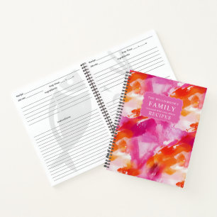 Aquarell-Rosa-Orange-Abstrakte-Rezepte Notizblock