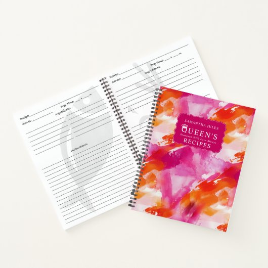 Aquarell-Rosa-Orange-Abstrakte-Rezepte Notizblock (Innenseite)