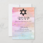 Aquarell Rosa Orange Blue Gold Bat Mitzvah UAWG RSVP Karte (Vorderseite)