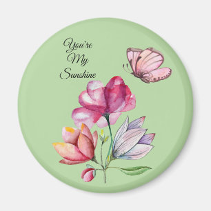 Aquarell-Rosa-Orange- und Violette Blumen Magnet