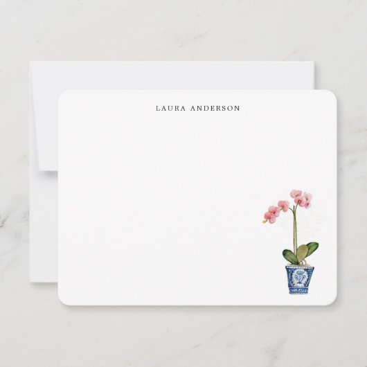Aquarell-Rosa Orchidee Dankeskarte (Vorderseite)