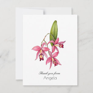Aquarell-Rosa-Orchideen-Dankeskarten gefaltet Dankeskarte