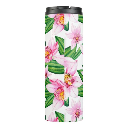 Aquarell Rosa Orchideen Thermosbecher (Rückseite)