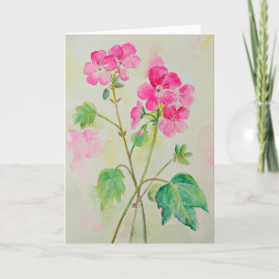 Aquarell-rosa Pelargonie-Gruß-Karte Karte