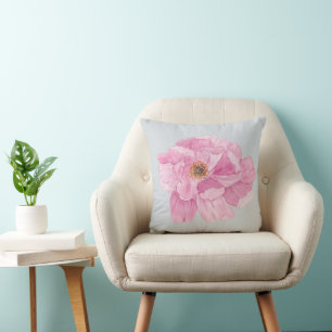 Aquarell-Rosa Pfingstrose Kissen