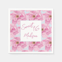 Aquarell-Rosa Pfingstrose Sweet 16 Party