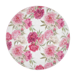 Aquarell-Rosa Pfingstrosen: Florale Eleganz Schneidebrett
