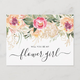 Aquarell-Rosa Pfingstrosen Wirst du mein Blumenmäd Postkarte