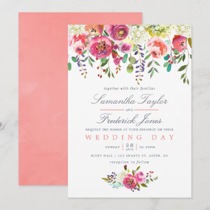 Aquarell-Rosa-Pfirsich-Blumen-Hochzeitseinladung Einladung