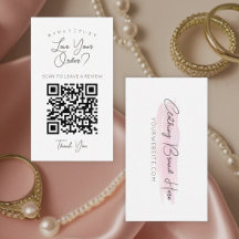 Aquarell-Rosa-Pinselstrich QR-Code Bewertung hinte